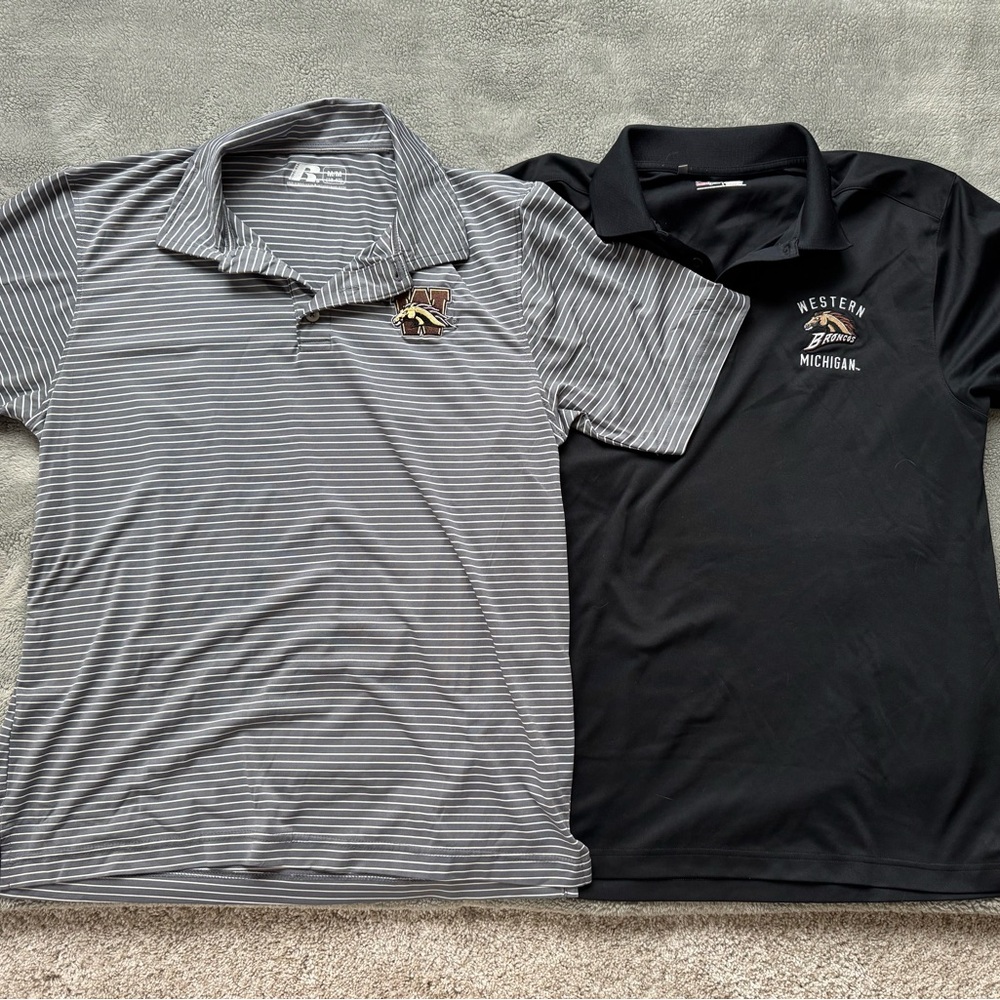 Under Armour Black and Gray Striped Polo Shirts